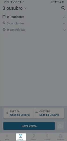 Tela de Visitas do APP Contele Equipes