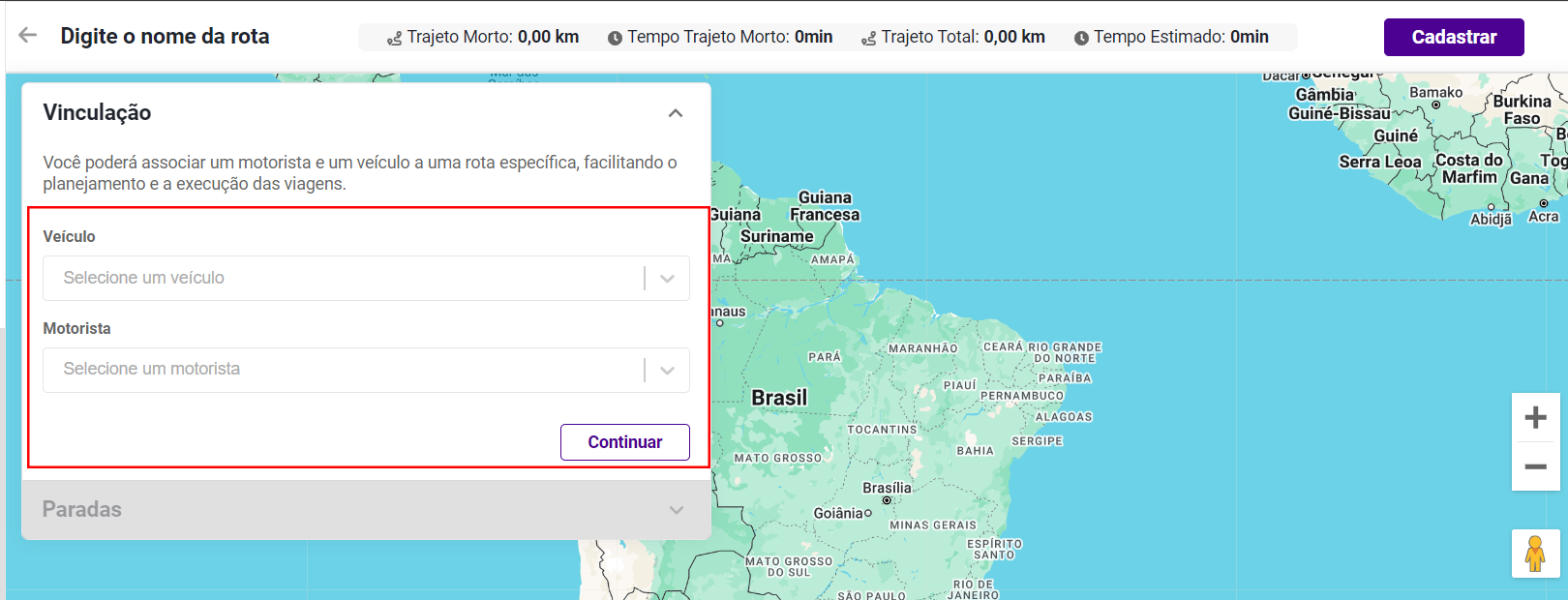 Definir Veículo e Motorista