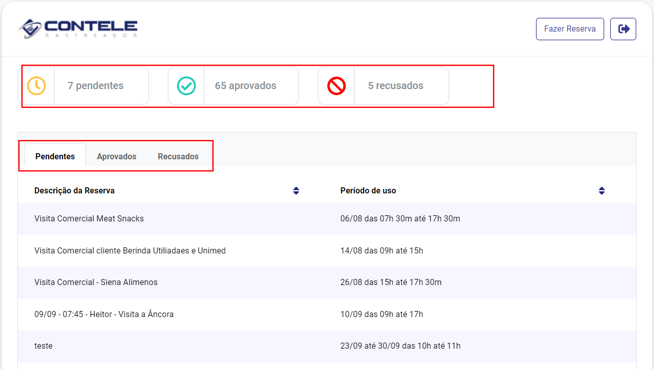 Verificar reservas aprovadas