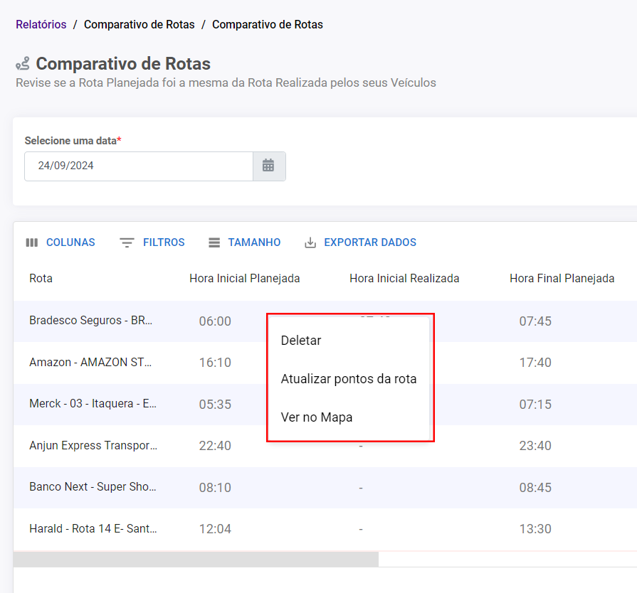 Atualizar Pontos da Rota